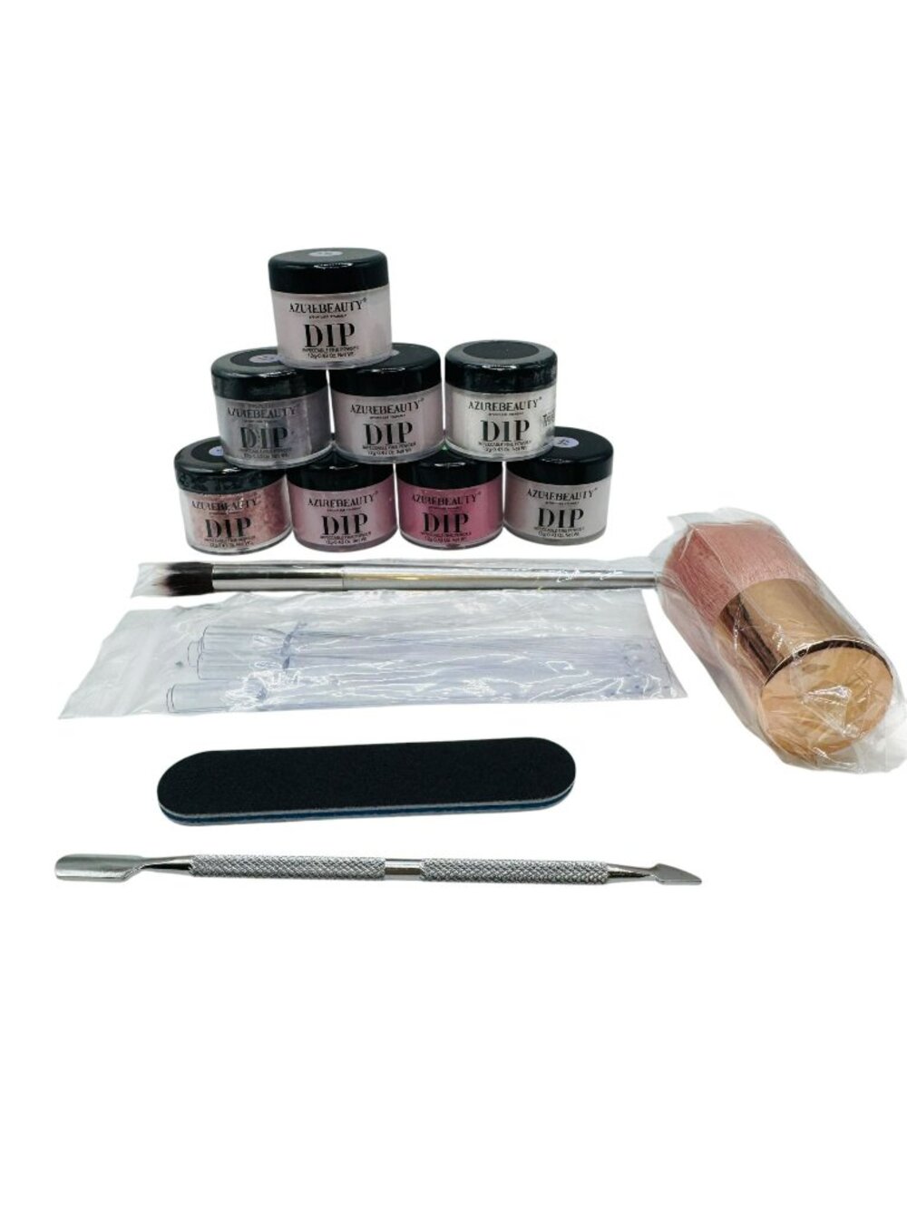 Azurebeauty Dip Powder Nail Kit With 8 Colors Brushes Files & Tools 12g Each